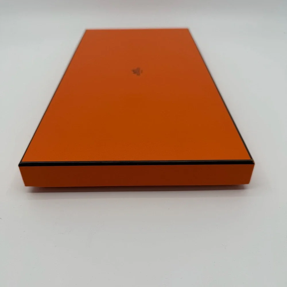 Hermes Empty Gift Box Orange 7x14x1 Authentic Logo Tissue Ribbon Luxury